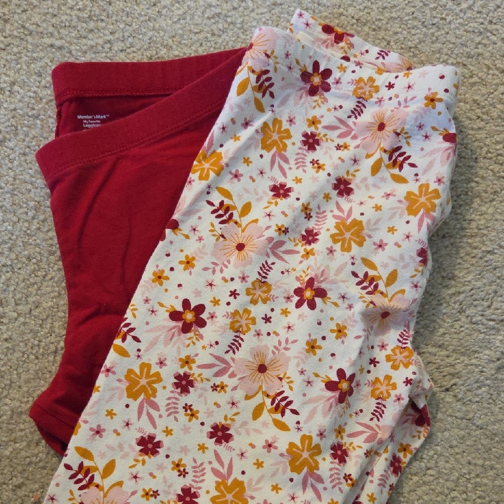 Floral and Red Kids Leggings Set